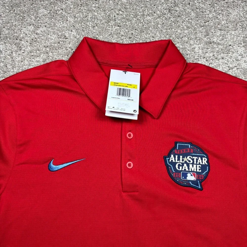 Nike Mens MLB All-Star‎ Game 2024 Texas Polo Shirt Red Dri-FIT NKNB-62Q Small